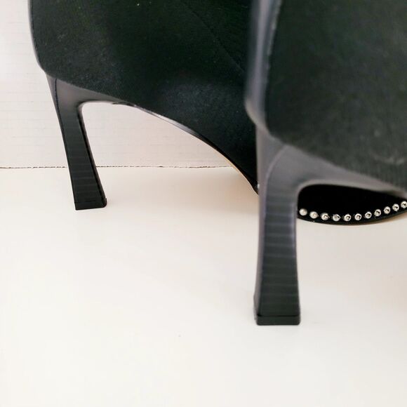 11 BCBGeneration Beya Black Stretch Fabric Ankle Boots Booties Pointed Toe Heels - Picture 13 of 13